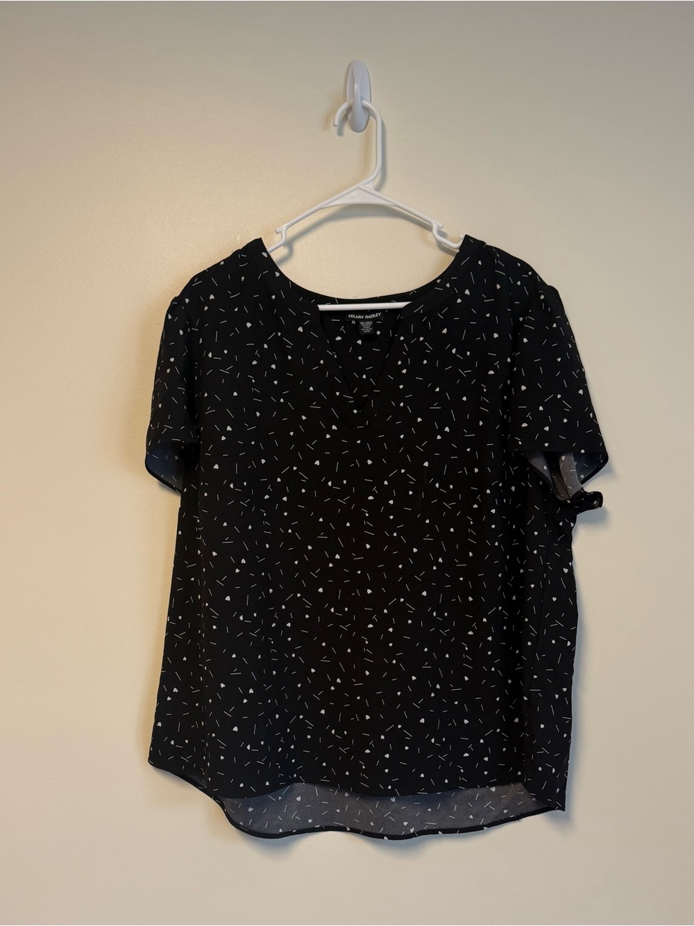 Hilary Radley Black Short-Sleeve Printed Blouse
